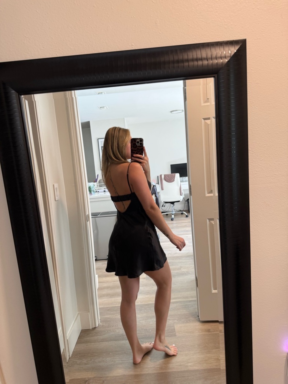 Zara Black Satin Slip Dress with Gathered Back - Picture 2 of 5